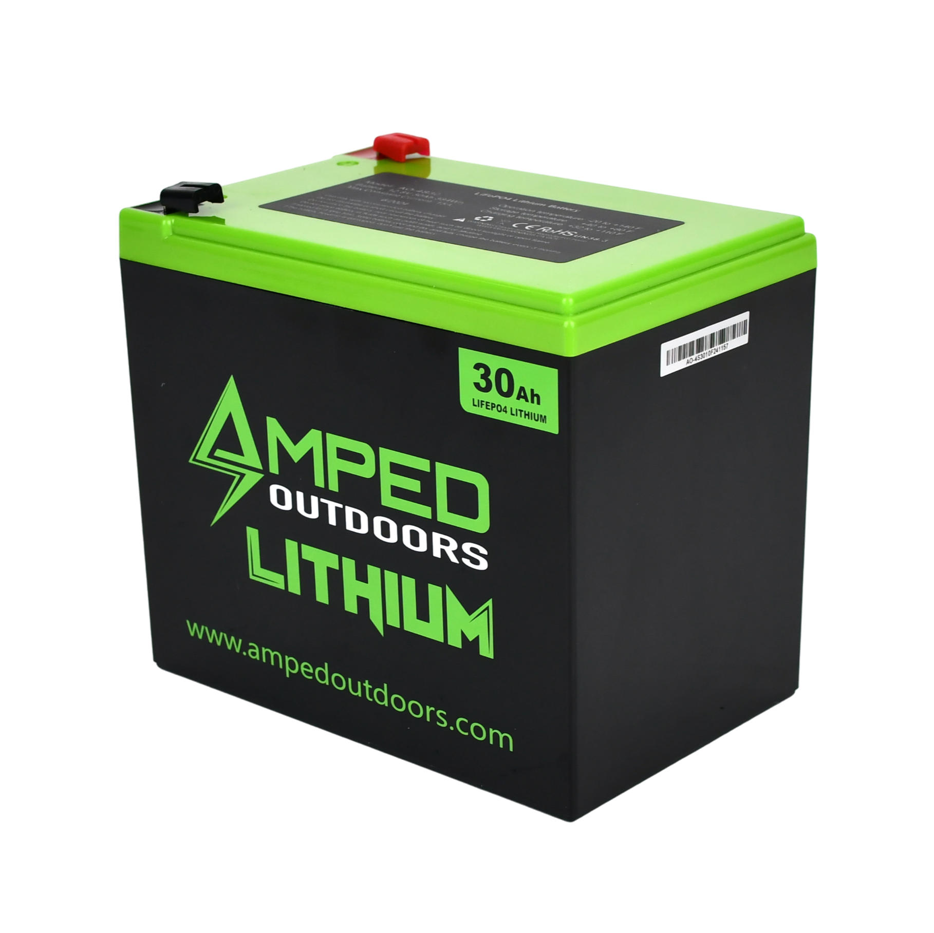 Amped Outdoors 12V 30Ah LiFePO4 Lithium Battery- Wide