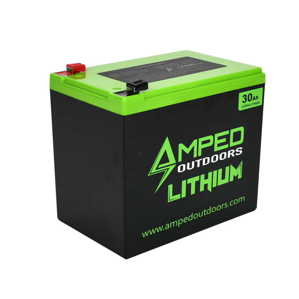 Amped Outdoors 12V 30Ah LiFePO4 Lithium Battery- Wide