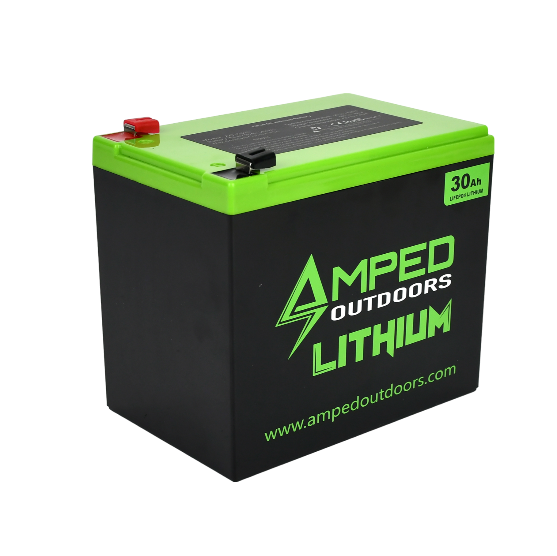 Amped Outdoors 12V 30Ah LiFePO4 Lithium Battery- Wide