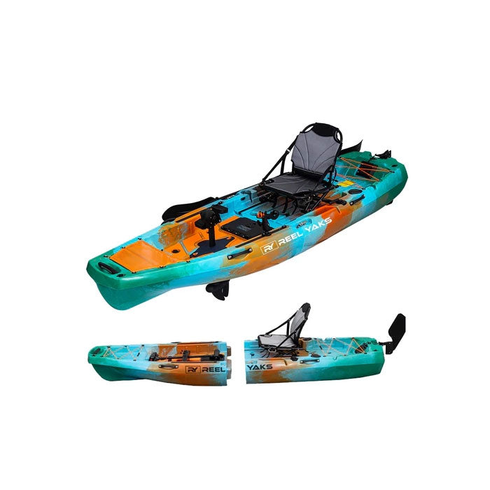 ReelYaks 10ft Radar Modular Fin Drive Pedal Fishing Kayak | 430lbs Capacity | 2 Piece